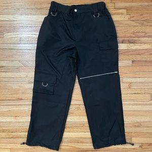 Y2K Black Cargo Parachute Pants